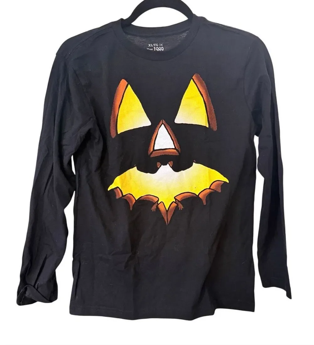 NWT The Children’s Place Black Jack O' Lantern Halloween Long Slv T-